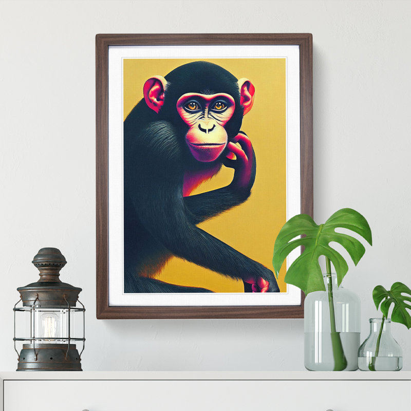 Artful Monkey - Single Picture Frame Print, 64cm H x 46cm W x 2cm D, Walnut Framed