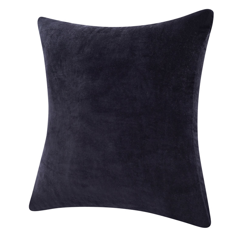 20" Black Cotton Velvet Square Throw Pillow
