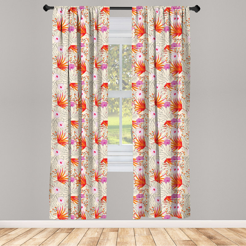 Forest Floral Semi-Sheer Rod Pocket Curtain Panels, 28" x 84"