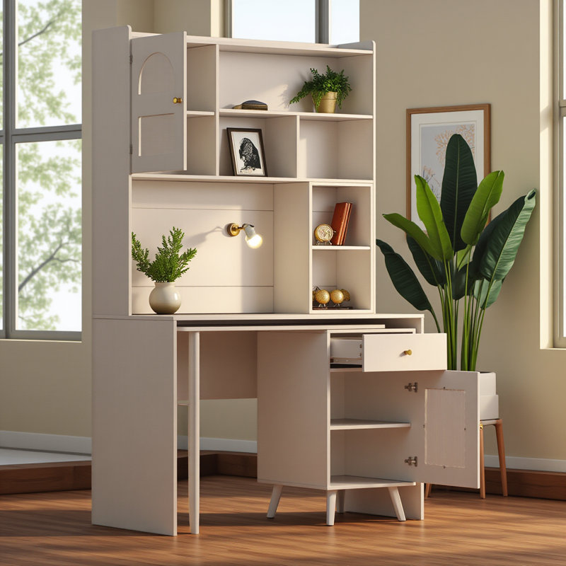Bureau d'ordinateur avec bureau rotatif à 90 degrés, bureau de 43 po x 70 po avec tiroir de rangement et armoires, bureau de jeu avec tablettes, bureau d'écriture pour bureau, bureau de travail pour la maison
