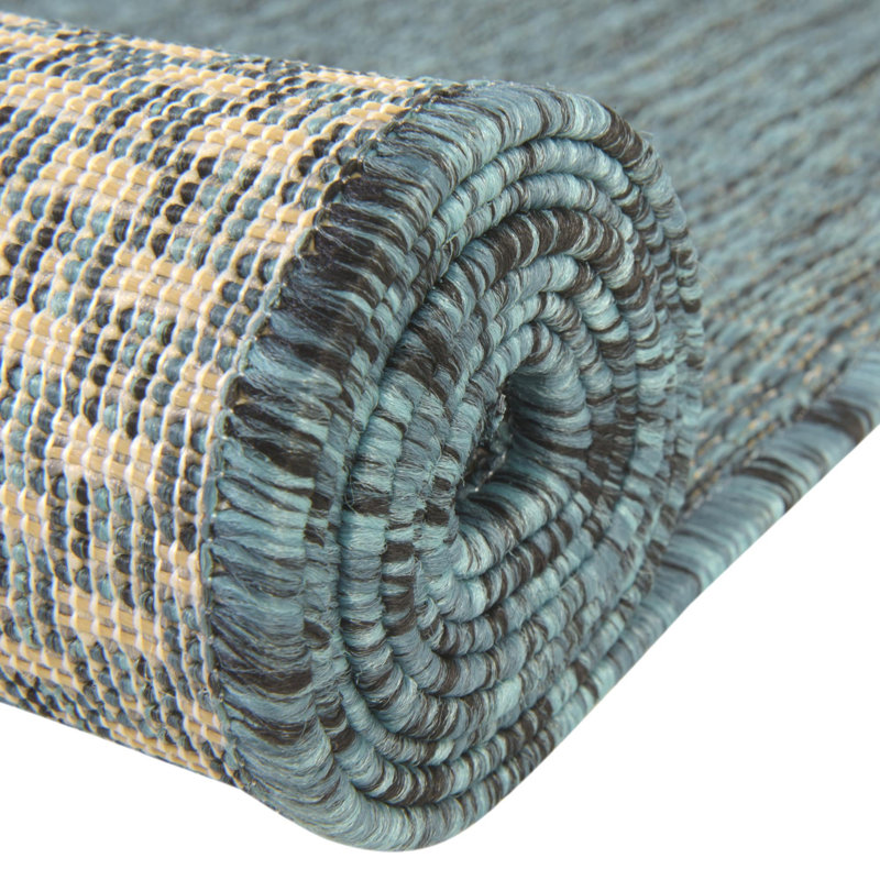 Sevim Teal Indoor / Outdoor Area Rug, Square 10'