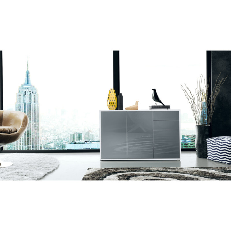 Mcdevitt 117cm Sideboard, White (Matt)/Grey (Glossy)