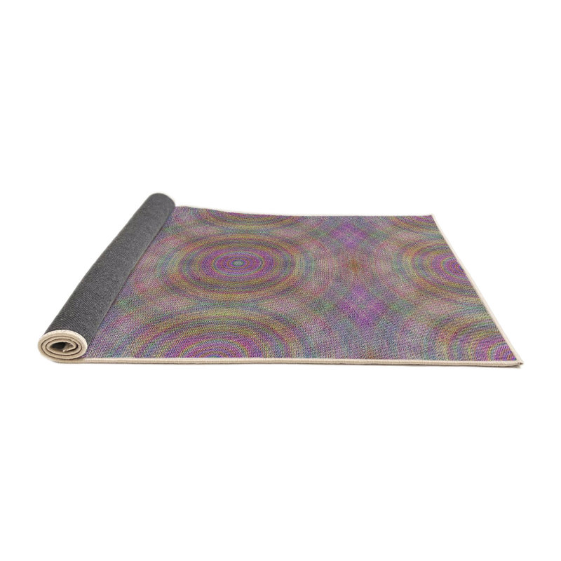 Tapis rose/bleu/vert à motifs Daryll, Rond 8 pi