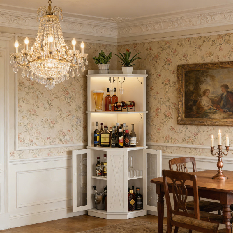 Bar à vin Farmhouse avec tablettes réglables