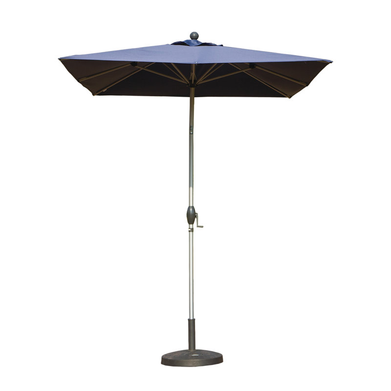 Parasol de patio rectangulaire avec fonction de levage à manivelle et d'inclinaison, bleu marine (base non incluse)