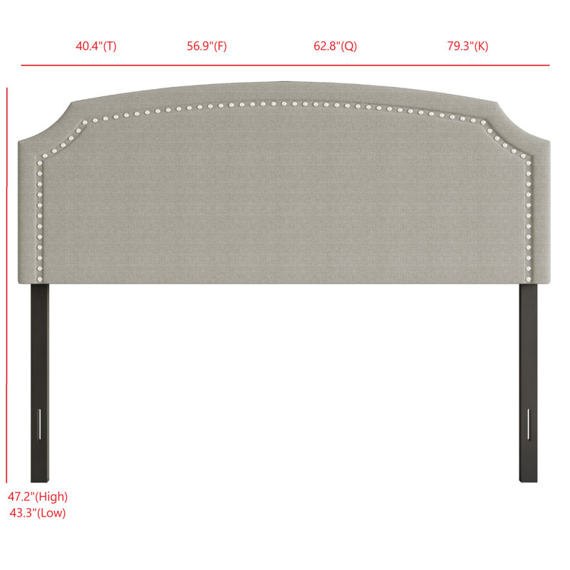 Richards Upholstered Headboard, Warm Grey Linen, Queen