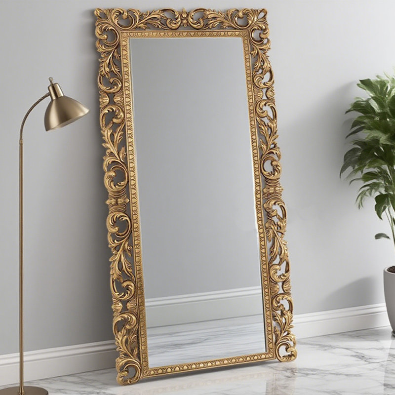 French-Style Vintage Wall-Mounted And Floor-Standing Dual-Purpose Full-Length Mirror, 78.74” x 39.37”