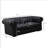 72.5" Genuine Cowhide Leather Chesterfield Loveseat – Button Tufted, Curved Scroll Arms, European Buckle Details-99317390