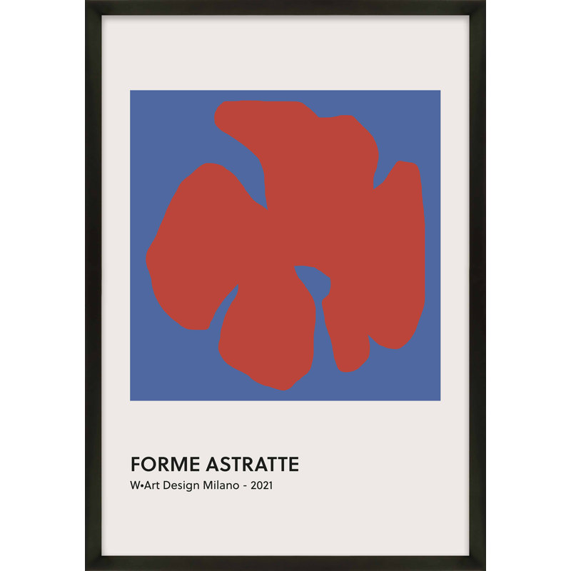 Despina Forme Astratte Blue & Red Print by Romina Gadler, Black Framed Paper, 20" H x 14" W x 1.25" D