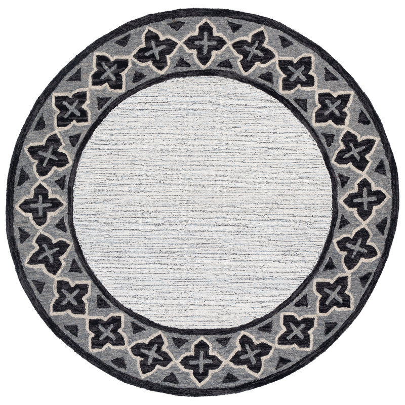 Pine 501 Hand Tufted Wool Pile Geometric Rug, Round 6'