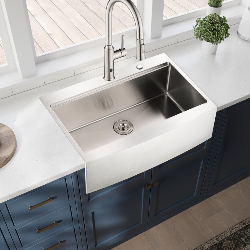 Évier de cuisine avec poste de travail - Acier inoxydable 33 x 22 x 10 po, nickel brossé, bosselé T304, acier de calibre 16 33 x 22 x 10 po, durabilité et fonctionnalité durables