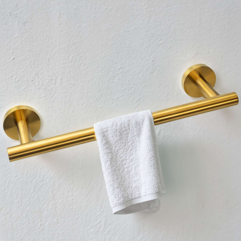 Ratza 1 Towel Bar, Brushed Gold, 3.15" H x 12" W x 3.15" D