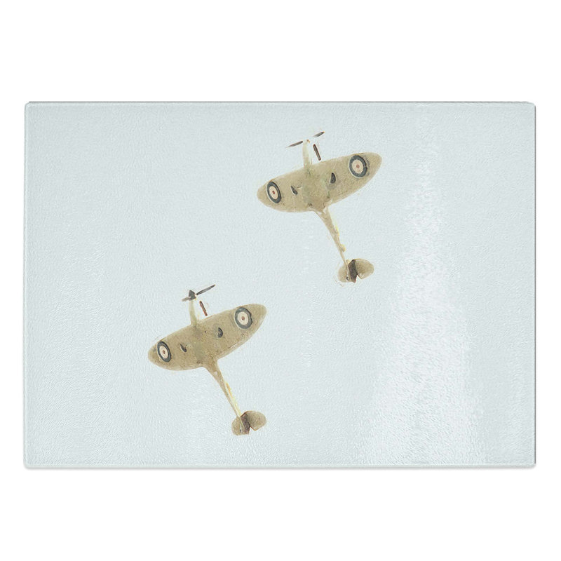 Tempered Glass Raf Spitfire Planes Chopping Board, 28.5 cm W x 20 cm L