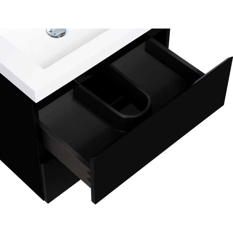 Meuble-lavabo 24 po avec résine et tiroir, Noir