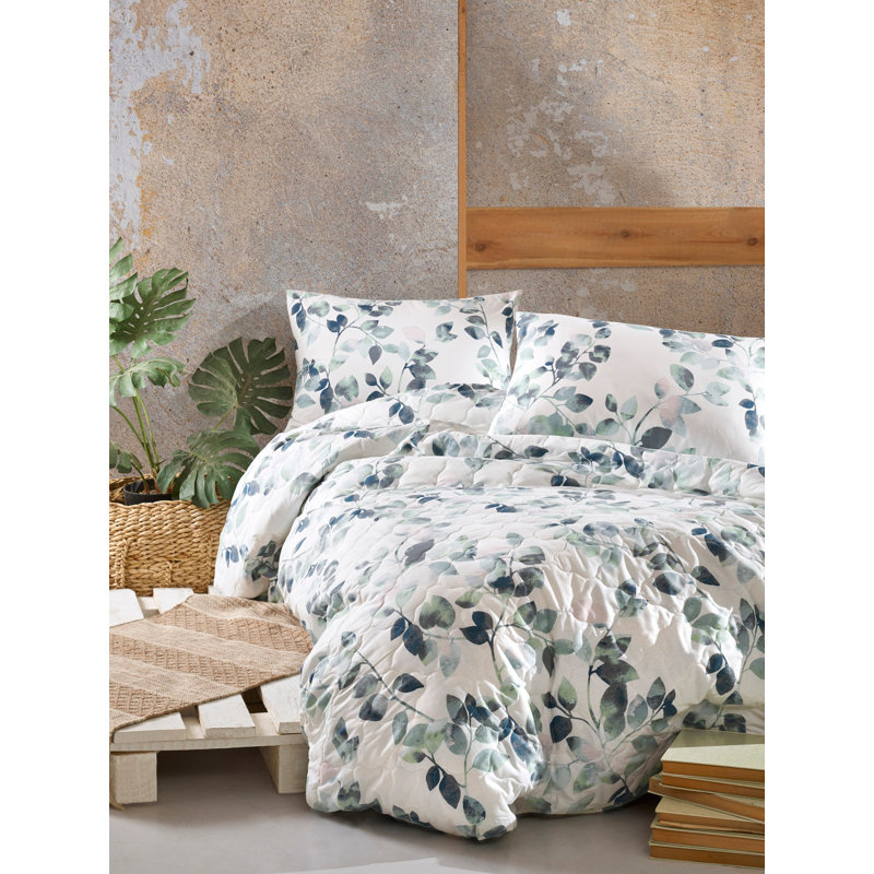 Ensemble de couvre-lit / couvre-lit 100% coton blanc / noir / vert