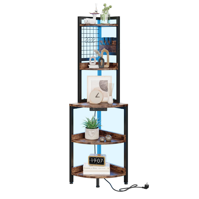 Bastos 151.5 cm H x 40 cm W Corner Bookcase, Brown / Black