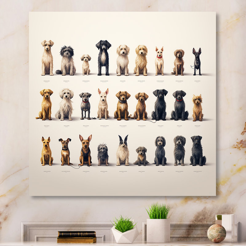 «Grey Childrens Dog Nursery Patter I», reproduction d'art mural en métal fractal, H 16 po x l 16 po