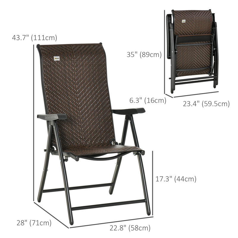 Chaise de salle à manger pliante pour patio, Brun
