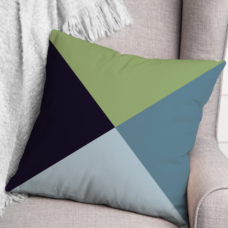 Geometric Outdoor Reversible Throw Pillow, Blue/Green