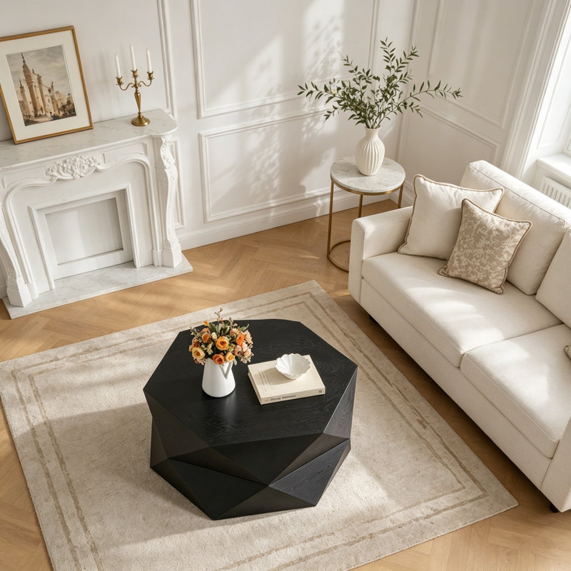 Table basse avec rangement, Noir, 36.61"W