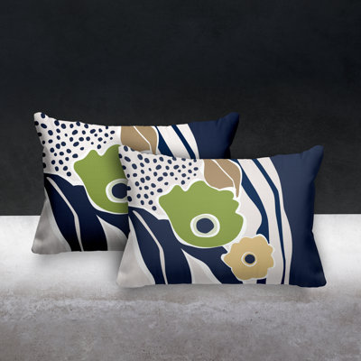 Floral Outdoor Reversible Throw Pillow