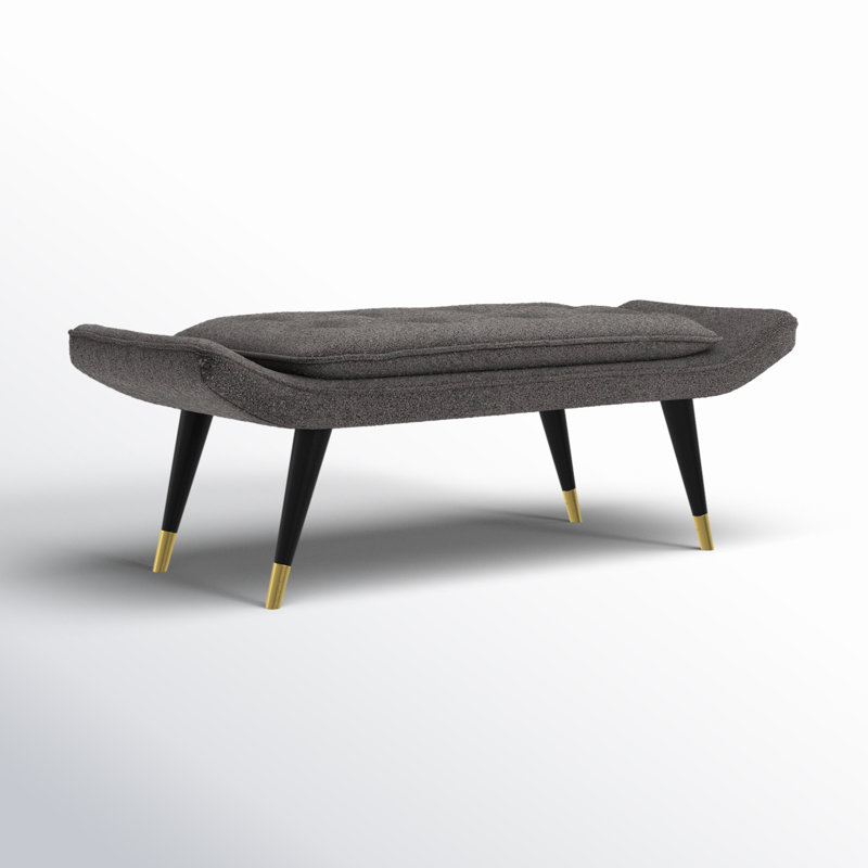 Polyester Blend Upholstered Bench, Gray