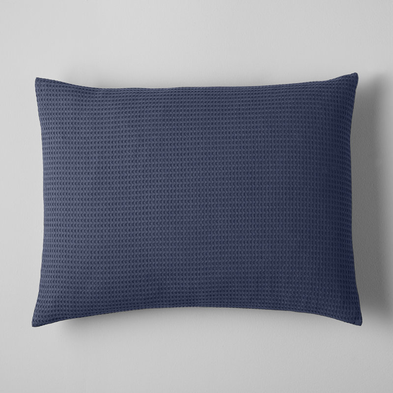 Felix Cotton Waffle Comforter Set, Full / Queen Comforter + 2 Standard Shams, Midnight Navy