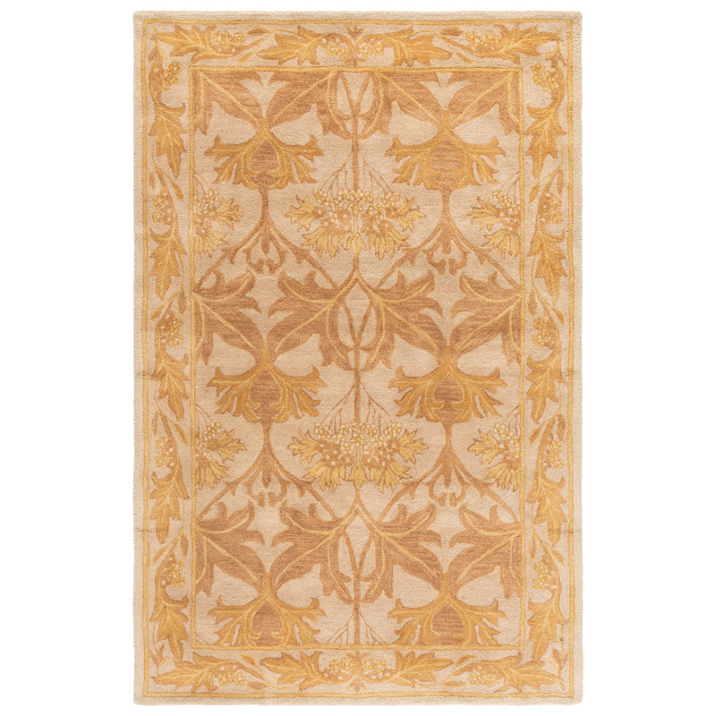 Antiquity Hand-Tufted Beige / Gold Area Rug, Rectangle 5' x 8'