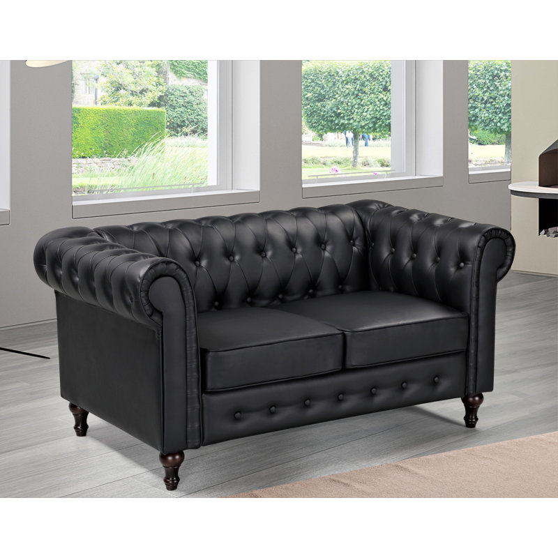 Ariclia Upholstered 61.02'' Loveseat, Black