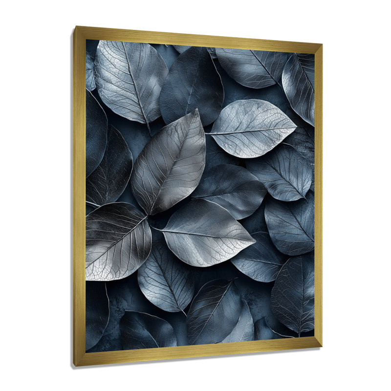 Feuilles d'étain - art mural floral, H 32 po x l 24 po, Picture Framed, Doré