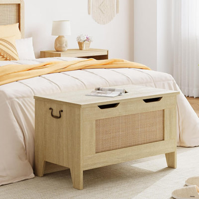 Coffre à jouets en bois avec charnière de sécurité, coffre de rangement pour vestibule ou salle de jeux, capacité de poids de 350 lb