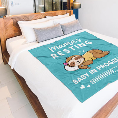 First Mothers Day New Mom Gifts, Pregnancy Gifts for Expecting Mom, Funny Maternity Blanket Gift for Mama to be, First Time Moms, Mothers Day Birthday Gift for Pregnant Women, (30'' X 40'', Cyan)