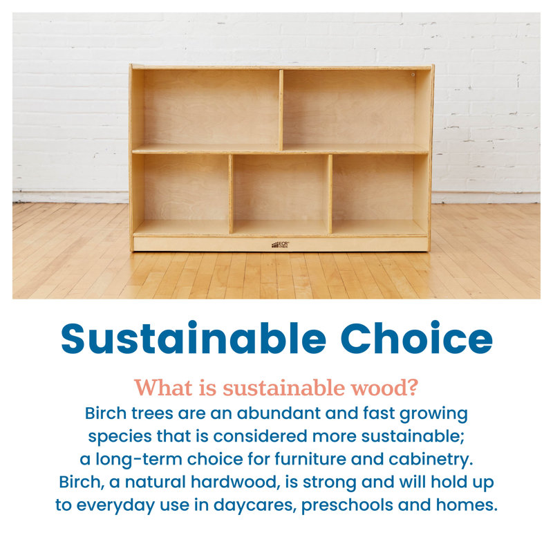 Birch Harmony 5-Compartment Mobile Storage Cabinet in Natural Finish