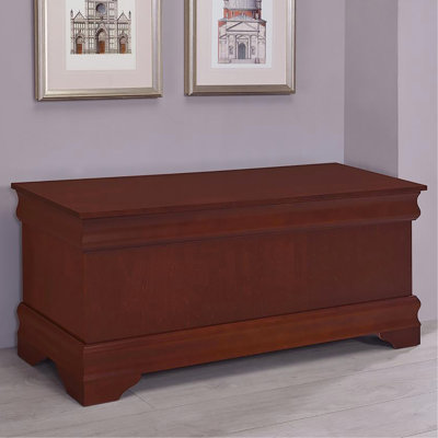 Commode au ton brun chaud, détails élégants pour un look moderne - rangement doublé en lin et en courtepointe, 47 po x 17 po x 20 po de style traditionnel avec moulures courbées, intérieur pour garder vos souvenirs personnels en sécurité, 47 po