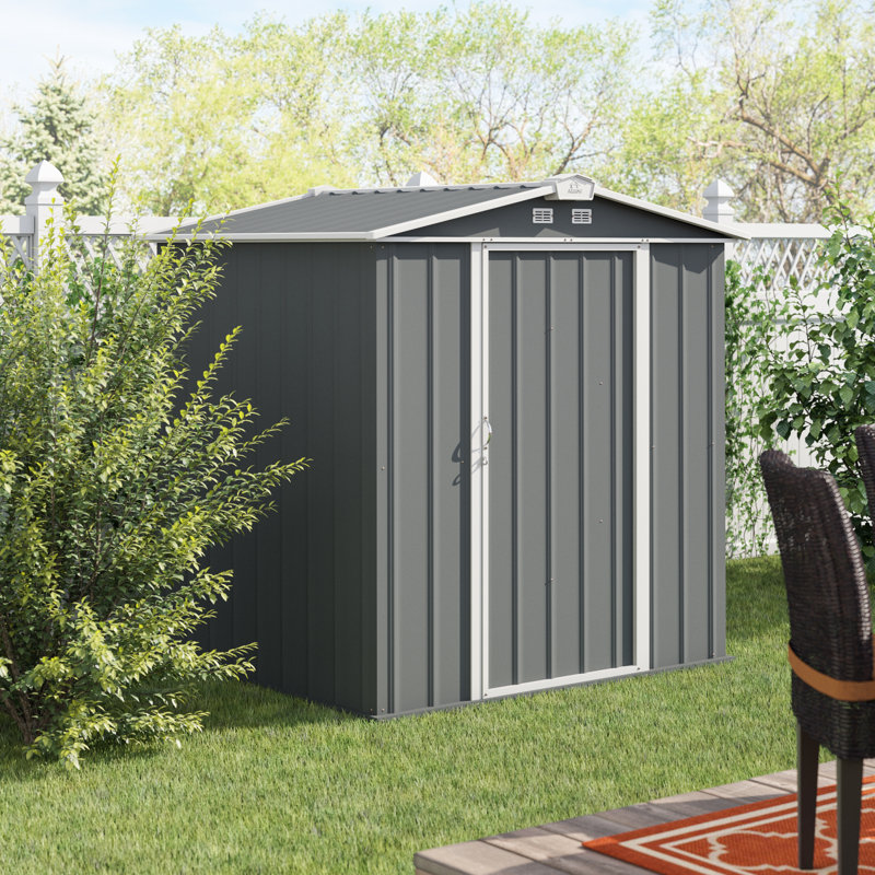 EZEE Shed Steel Storage 6 x 5 ft. Galvanized Low Gable, Charcoal/Cream