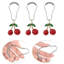 Anneaux de rideau de douche décoratifs en cerisier - Ensemble de 12 anneaux de rideau en acier inoxydable en métal antirouille avec pendentif en résine rouge cerise