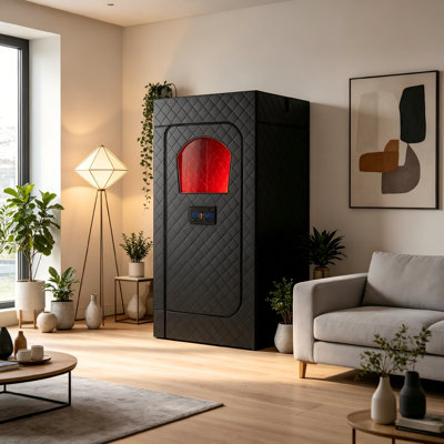 Infrared Sauna Box With 660nm Red Light Therapy & 850nm, 3l 1300w Steamer, Folding Chair, For Home Sauna Spa