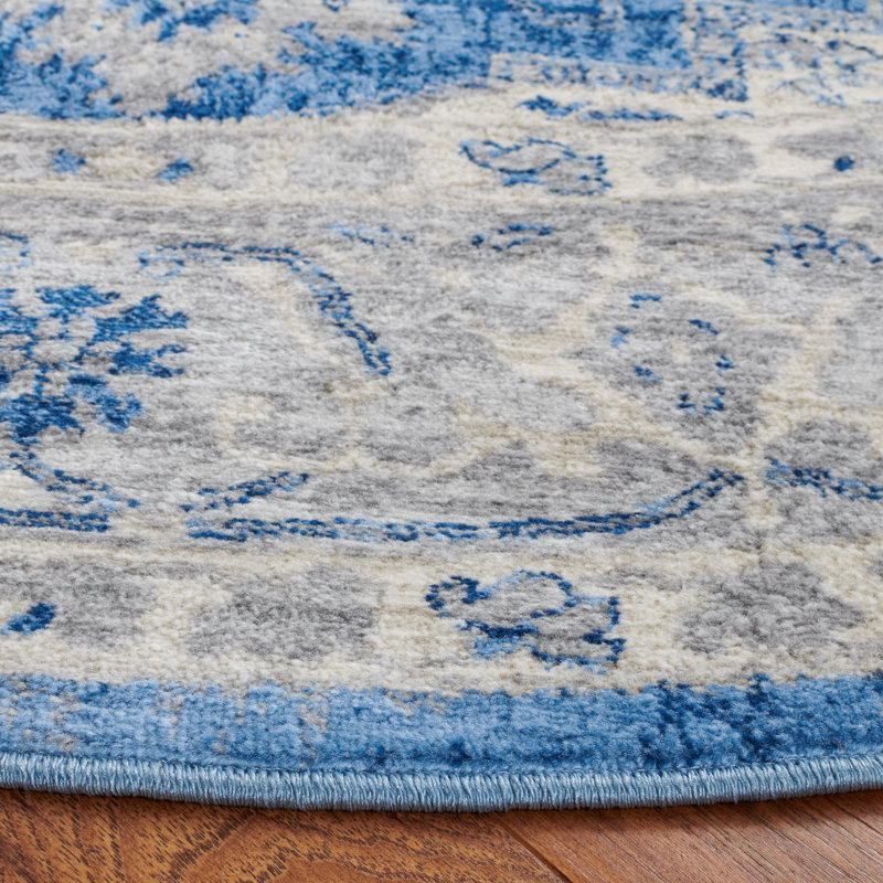 Tapis bleu / gris Aurich 851, Carré 6 pi 7 po