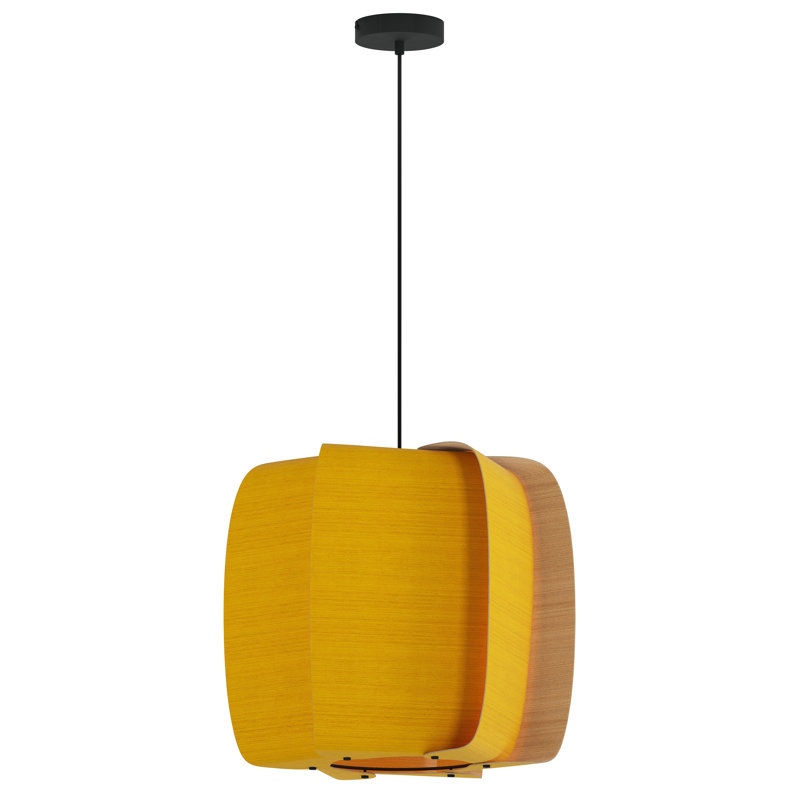 Alba 21.25" Pendant Light, Yellow/Ash