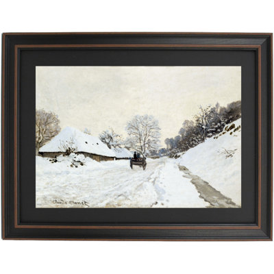 A Cart On The Snowy Road At Honfleur By Claude Monet