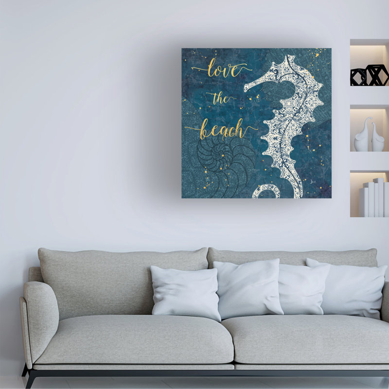 Jess Aiken Coastal Lace VII Teal and Blue Canvas Art