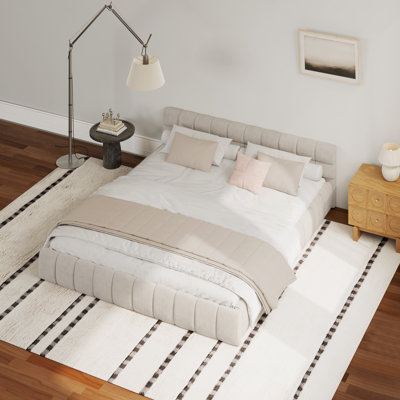 Chenille Upholstered Bed Frame With Headboard