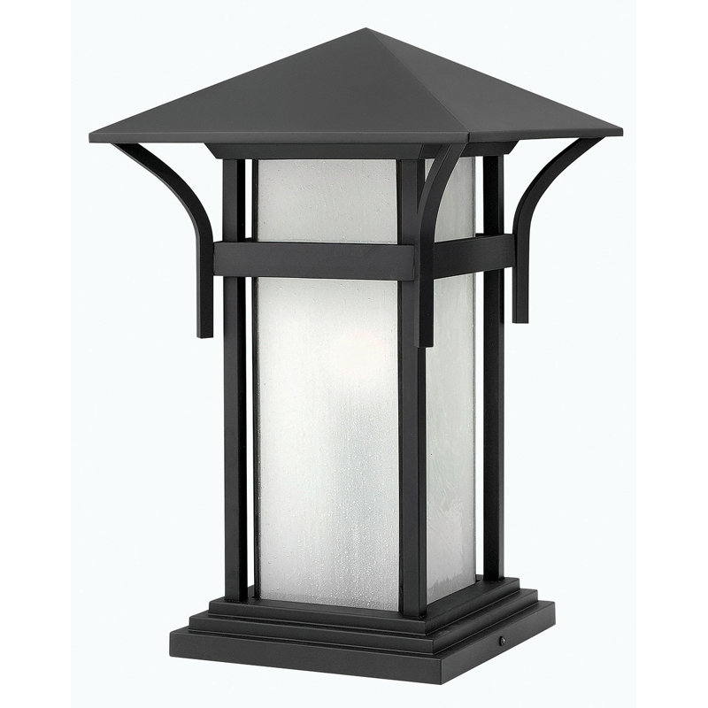 Harbor Single Light 12V Outdoor Pier Mount Craftsman Lantern, Satin Black