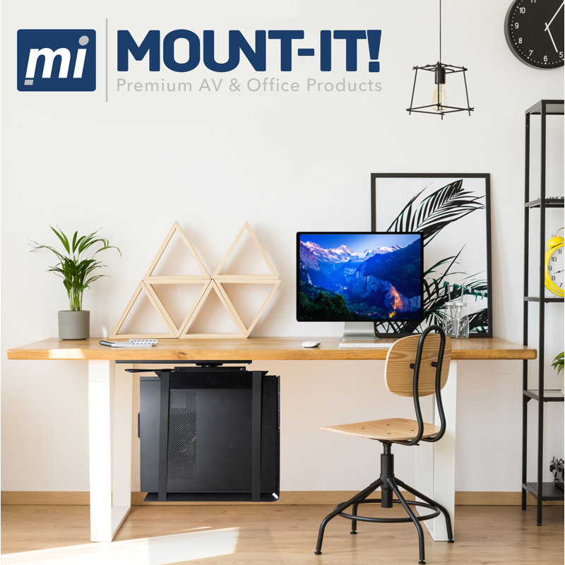 Mount-It! Under Desk CPU Mount with Adjustable Straps, Computer Tower Holder with Sliding Track