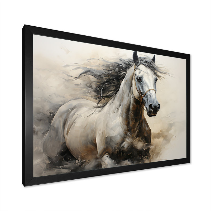 Hooves in Harmony Horse I - cheval, art mural, H 12 po x l 20 po x P 1 po, Cadre simple noir