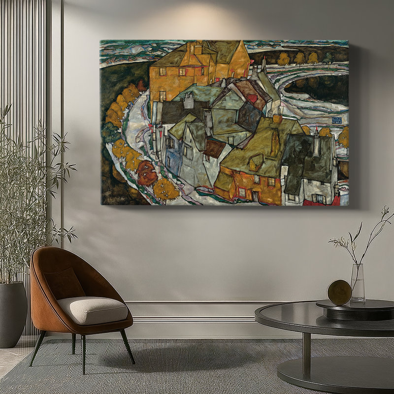 Crescent of Houses (Island Town)-Egon Schiele-Gallery Wrapped Canvas-1915, 12 x 18