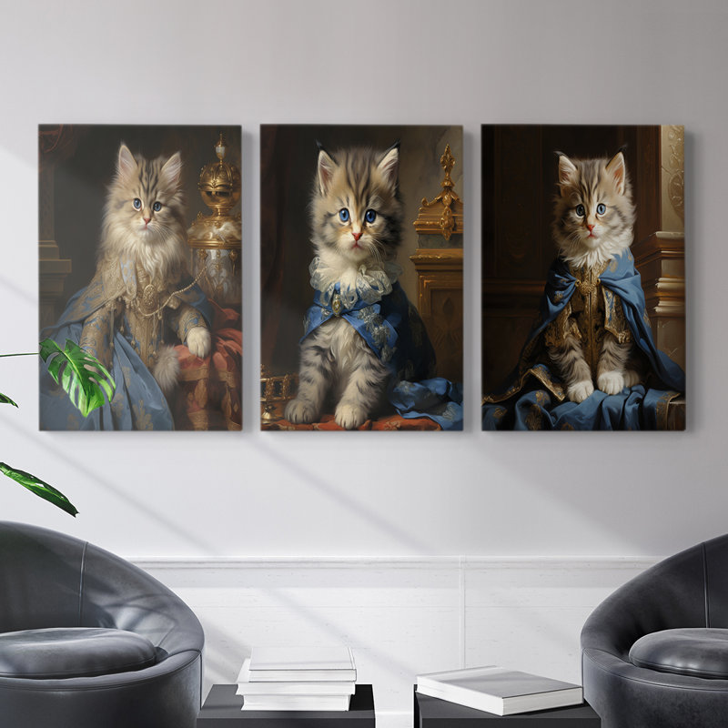 Série royale d'animaux Liv - ensemble de toiles tendues avec châssis Premium - prêt à être accroché