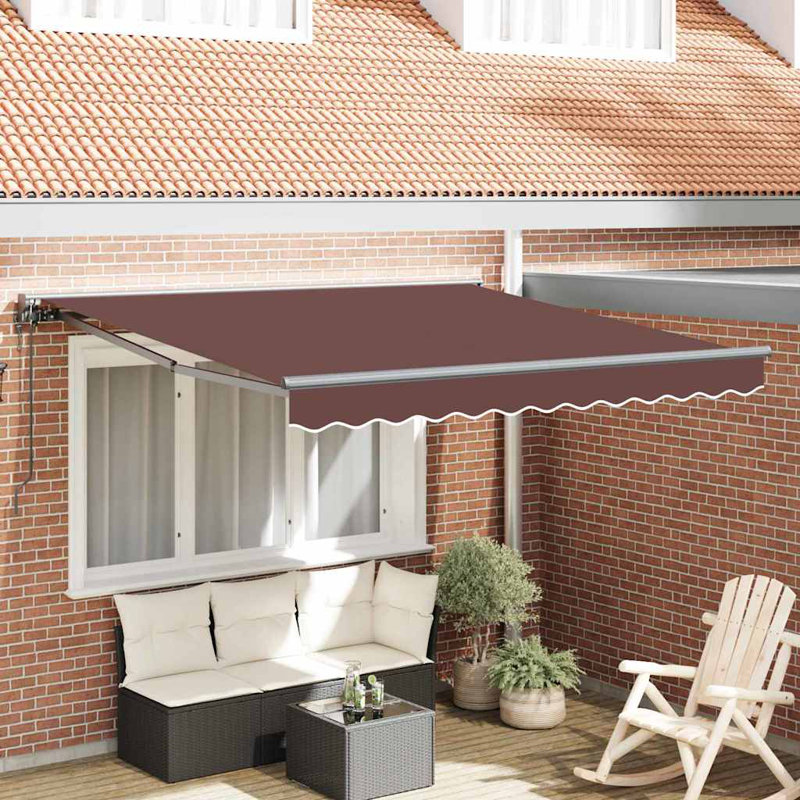 Brayden Studio Retractable Door / Window Awning, Brown/Anthracite, 350 cm W x 250 cm D
