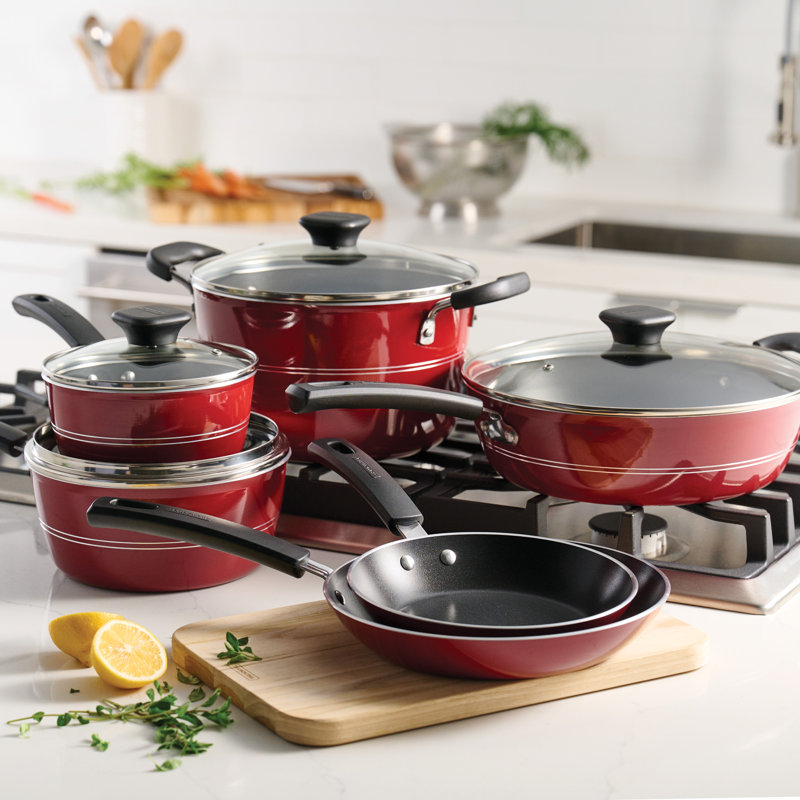 Batterie de cuisine antiadhésive en aluminium 10 pièces - Framboise, null