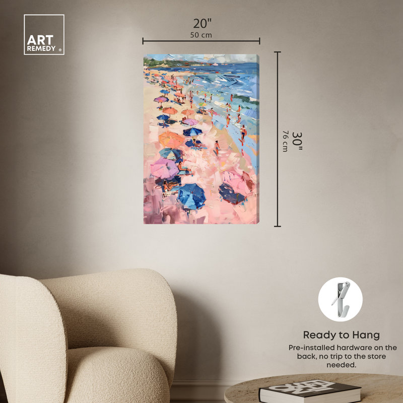 Colorful Coastal Beach Scene Canvas Wall Art, 20" x 30"